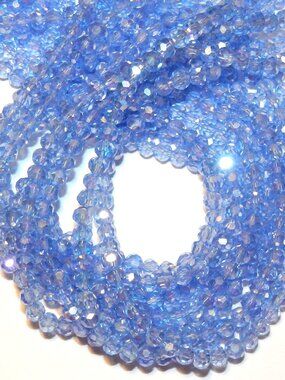 New DIY Light Sapphire Blue AB 4mm Faceted Round Crystal Glass Beads 14" CRB361